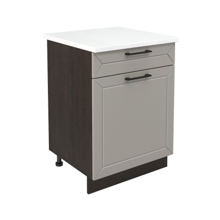 Шкаф нижний с ящиком ШН1Я 600 Корпус: ЛДСП венге 16мм; фасад: фрезеровка Кельн, МДФ софт тоффи 16мм