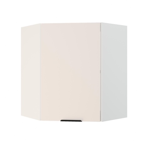 Шкаф верхний угловой ШВУ 600 Корпус: ЛДСП белый 16мм; фасад: фрезеровка Норд, МДФ софт пломбир 16 мм