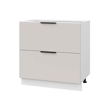 Шкаф нижний с ящиками ШНГ2Я 800 Корпус: ЛДСП белый 16мм; фасад: фрезеровка Оливия, МДФ моно керамика 16 мм