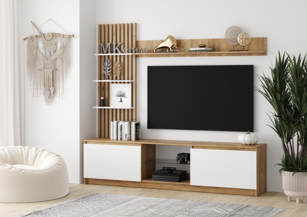 БОСТОН Мини стенка НМ-001 (Комплект) Корпус - Дуб Крафт золотой/(Гладкий)