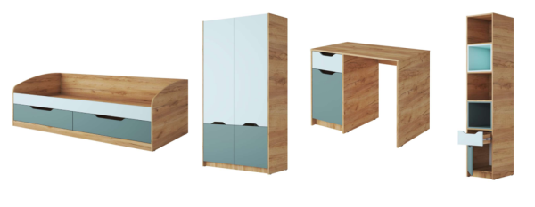 Комплект-2 RICH (КР-002+ШК-002+СП-001+СЖ-001) Дуб Крафт золотой / Кенди U9114 (УД) / Сумеречный голубой