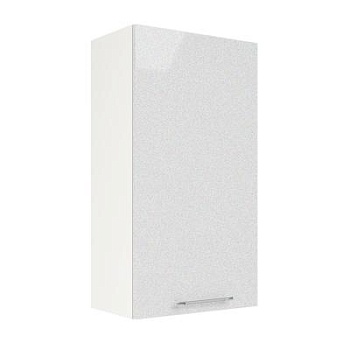 Шкаф верхний (премьер) ШВ 500Н Корпус: ЛДСП белый 16мм; фасад: фрезеровка Олива, МДФ металлик белый 16мм