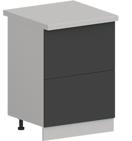 Шкаф нижний с двумя ящиками  ШН2Я 600 Гарден Графит софт