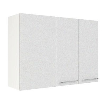 Шкаф верхний угловой ШВУП 1000 Корпус: ЛДСП белый 16мм; фасад: фрезеровка Олива, МДФ металлик белый 16мм