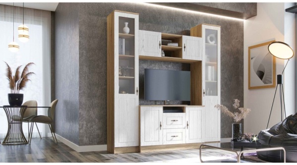 Центральная секция Виктория Дуб Сонома / Белое дерево