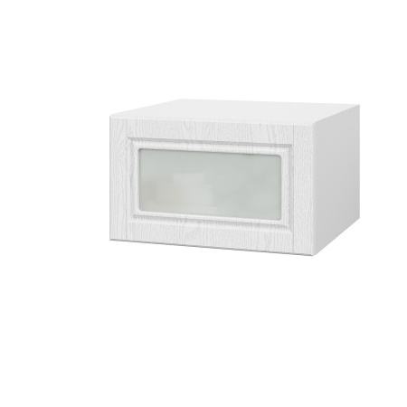 Шкаф верхний  антресоль со стеклом ШВСА 600 Барселона белый массив (МДФ 16мм МС София)