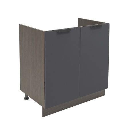 Шкаф нижний под мойку ШНМ 800 Корпус: ЛДСП венге 16мм; фасад: фрезеровка Норд, МДФ софт маренго 16 мм