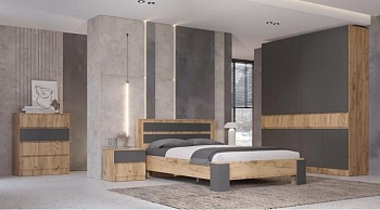 Модульная спальня Ленора Дуб вотан / Графит Модульная спальня Ленора Дуб вотан / Графит