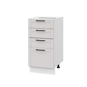 Шкаф нижний с ящиками ШНЯ 400 Корпус: ЛДСП белый 16мм; фасад: фрезеровка Диада, МДФ лофт крем 16 мм