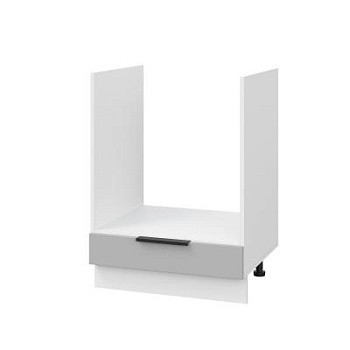 Шкаф нижний духовой ШНД 600 Корпус: ЛДСП белый 16мм; фасад: фрезеровка Оливия, ЛДСП серый софт 16 мм