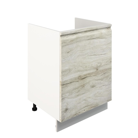 Шкаф нижний под мойку ШНМ 600-1 Корпус: ЛДСП белый 16мм; фасад: фрезеровка Бруклин, МДФ клен скандинавский 16 мм
