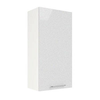 Шкаф верхний (премьер) ШВ 450Н Корпус: ЛДСП белый 16мм; фасад: фрезеровка Олива, МДФ металлик белый 16мм