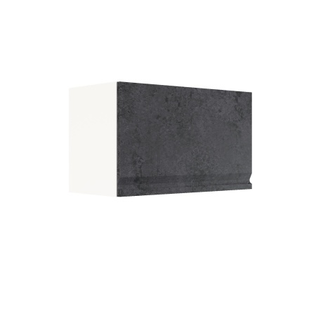 Шкаф верхний горизонтальный ШВГ 600 Корпус: ЛДСП белый 16мм; фасад: фрезеровка Бруклин, МДФ бетон черный 16мм