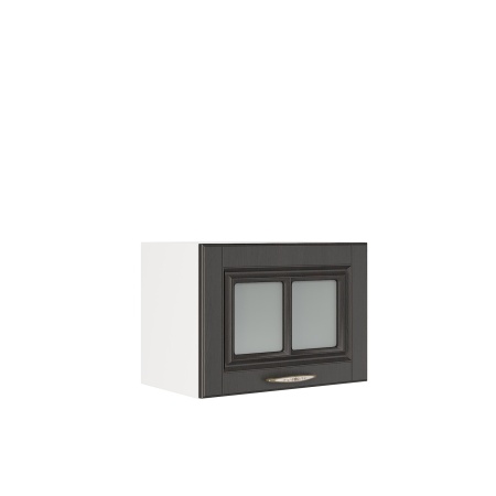 Шкаф верхний горизонтальный со стеклом ШВГС 500 Корпус: ЛДСП белый 16мм; фасад: фрезеровка Лондон, МДФ дуб венге 16мм