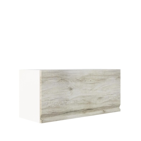 Шкаф верхний горизонтальный ШВГ 800 Корпус: ЛДСП белый 16мм; фасад: фрезеровка Бруклин, МДФ клен скандинавский 16 мм