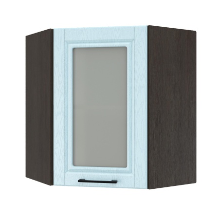 Шкаф верхний угловой со стеклом ШВУС 600 Корпус: ЛДСП венге 16мм; фасад: фрезеровка Барселона, МДФ голубой тик 16мм Шкаф верхний угловой со стеклом ШВУС 600 Корпус: ЛДСП венге 16мм; фасад: фрезеровка Барселона, МДФ голубой тик 16мм