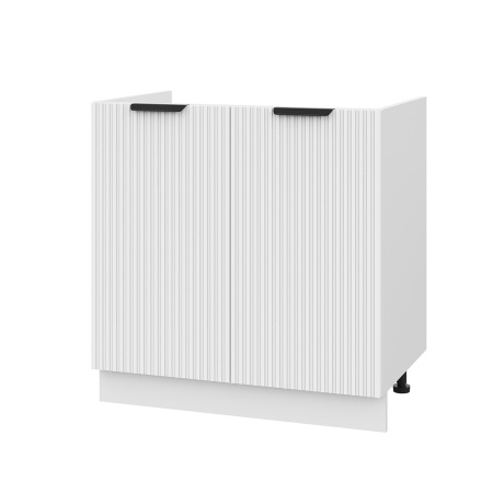 Шкаф нижний под мойку ШНМ 800 Корпус: ЛДСП белый 16мм; фасад: фрезеровка Норд Line, МДФ софт пломбир 16 мм