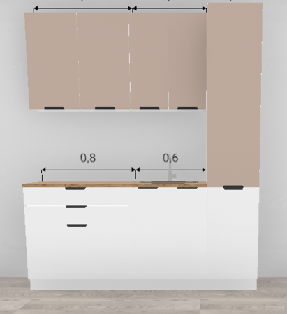 Кухня Норд Софт даймонд / Софт латте 1,4 м + пенал 200 (4622)
