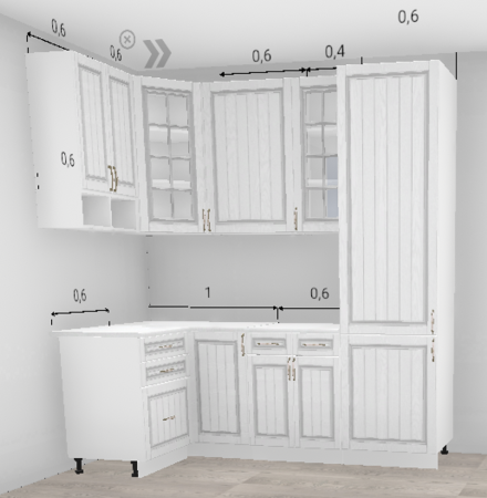 Кухня угловая Гренада Сандал (высокие шкафы) 1200*2200 мм + закрытый пенал (11538)