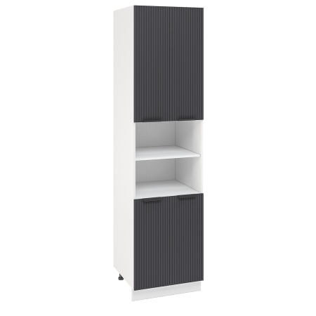 Пенал (премьер) ПД600Н-22 Корпус: ЛДСП белый 16мм; фасад: фрезеровка Норд Line, МДФ софт маренго 16 мм