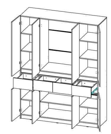 БОСТОН ЛАЙТ Шкаф ШК-004 (4-ств.) Дуб Крафт золотой / Белый