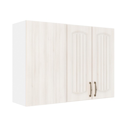 Шкаф верхний угловой ШВУП 1000 Корпус: ЛДСП белый 16мм; фасад: фрезеровка Гренада, МДФ сандал 16мм