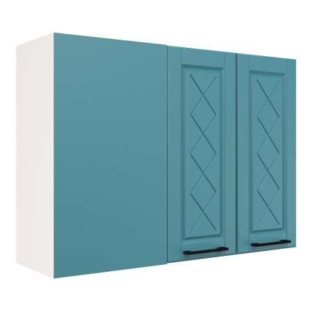 Шкаф верхний угловой ШВУП 1000 Корпус: ЛДСП белый 16мм; фасад: фрезеровка Барселона, МДФ морское дерево 16мм