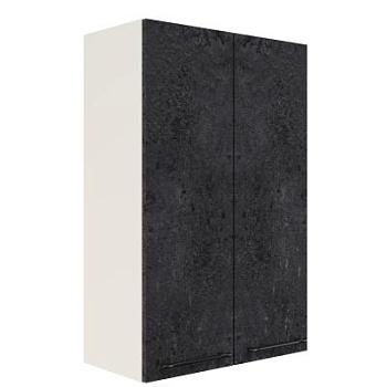 Шкаф верхний (премьер) ШВ 600Н Корпус: ЛДСП белый 16мм; фасад: фрезеровка Нувель, МДФ бетон черный 16мм