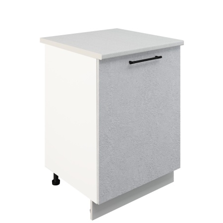 Шкаф нижний ШН 600-1 Корпус: ЛДСП белый 16мм; фасад: фрезеровка Нувель, МДФ бетон белый 16мм