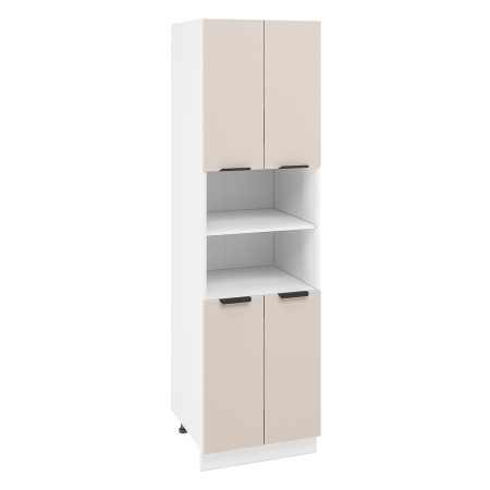 Пенал ПД600-22 Корпус: ЛДСП белый 16мм; фасад: фрезеровка Норд, МДФ софт латте 16 мм