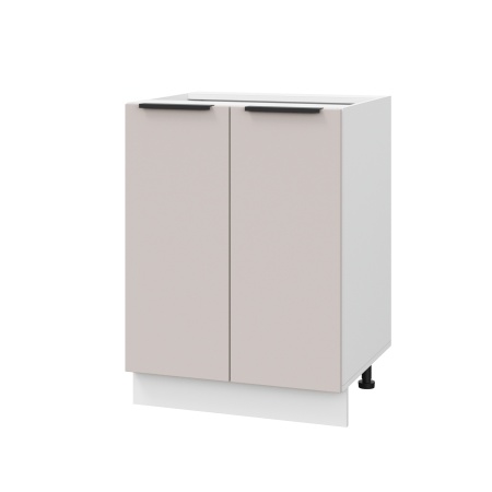 Шкаф нижний ШН 600 Корпус: ЛДСП белый 16мм; фасад: фрезеровка Оливия, МДФ сиена тауп 16 мм