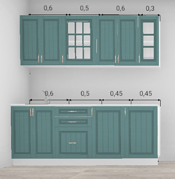 Кухня Барселона морское дерево 2,0 м с местом под  посудомоечную машину 450 (11486)