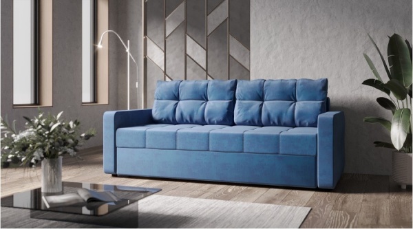 Диван Триумф синий ВЕЛЮР