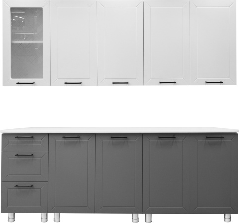 Кухонный гарнитур "Вектор" 2,0м (Лайт) Белый/Бланж/Графит/Антарес