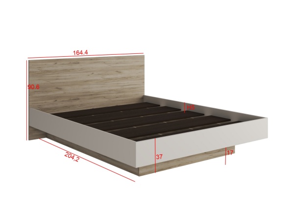 БОХО Кровать КР-001 (сп.место 1.6х2.0 м) Дуб крафт серый / Кашемир