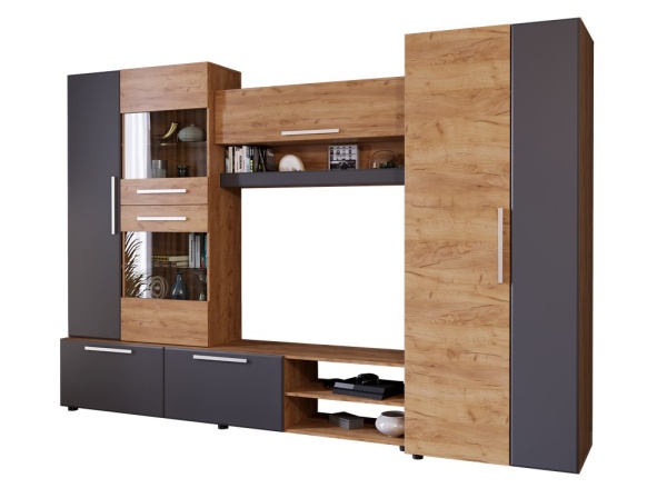 САФАРИ НМ Стенка (Комплект) Дуб Крафт золотой / Графит Софт