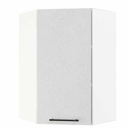 Шкаф верхний угловой (премьер)  ШВУ 600Н Корпус: ЛДСП белый 16мм; фасад: фрезеровка Нувель, МДФ бетон белый 16мм