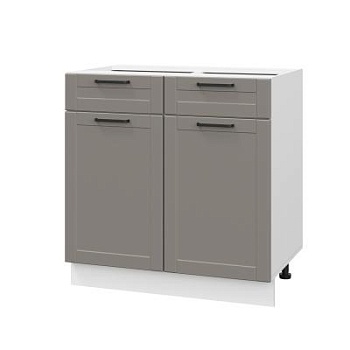 Шкаф нижний с ящиками ШН2Я 800 Корпус: ЛДСП белый 16мм; фасад: фрезеровка Диада, МДФ лофт кварц 16 мм