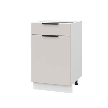 Шкаф нижний с ящиком ШН1Я 500 Корпус: ЛДСП белый 16мм; фасад: фрезеровка Оливия, МДФ моно керамика 16 мм