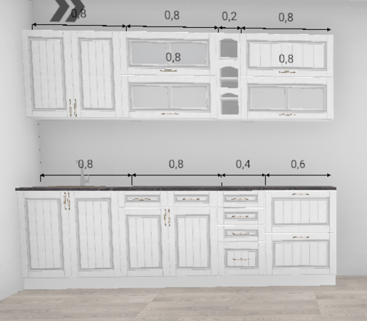 Кухня Лондон Дуб белый 2,6 м (4846)