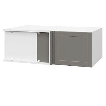 Шкаф верхний угловой антресоль ШВУА 1000 Корпус: ЛДСП белый 16мм; фасад: фрезеровка Диада, МДФ лофт кварц 16 мм