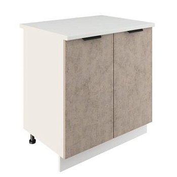 Шкаф нижний ШН 800 Корпус: ЛДСП белый 16мм; фасад: фрезеровка Норд, МДФ камень беж 16 мм