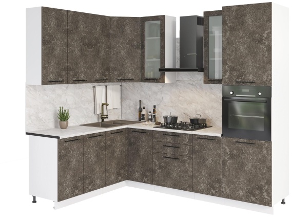 Модульная кухня Нувель Бетон коричневый