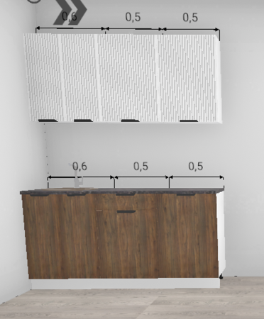 Кухня Норд Line софт пломбир / Орех канадский (низ) 1,6 м (3125)