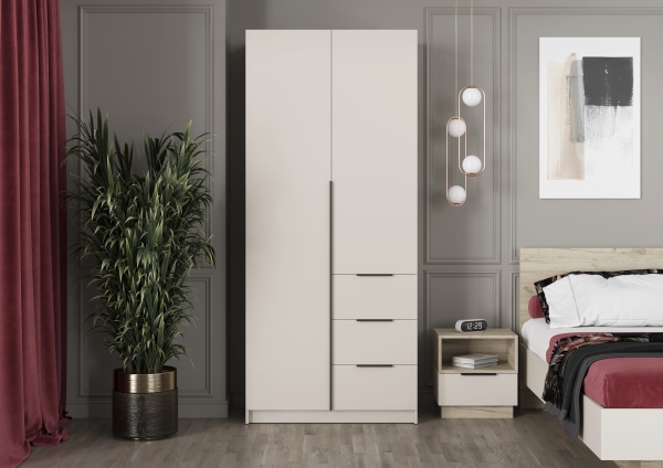 ВЕНТУРО Шкаф ШК-001 (2-ств, с ящиками) Корпус - Кашемир 2,75