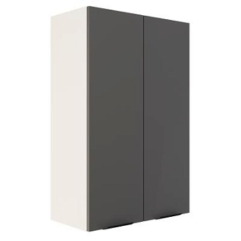 Шкаф верхний (премьер) ШВ 600Н Корпус: ЛДСП белый 16мм; фасад: фрезеровка Норд, МДФ софт смок 16 мм