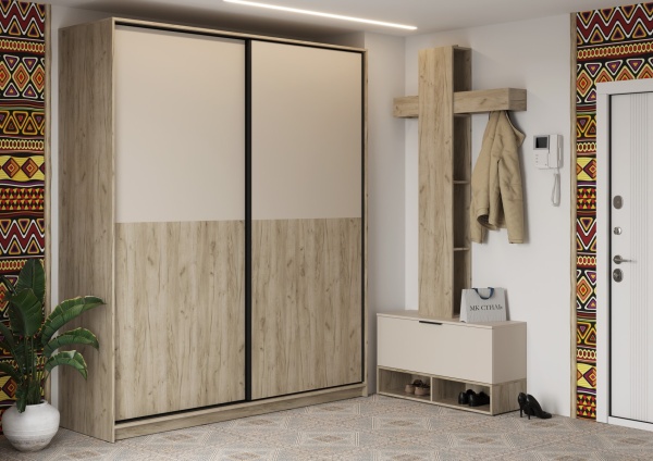 Модульная прихожая БОХО Дуб Крафт серый / Кашемир (ЛДСП)