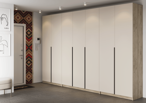 БОХО Шкаф ШК-002 (Шкаф комбинированный, 2-ств.) Дуб крафт серый / Кашемир