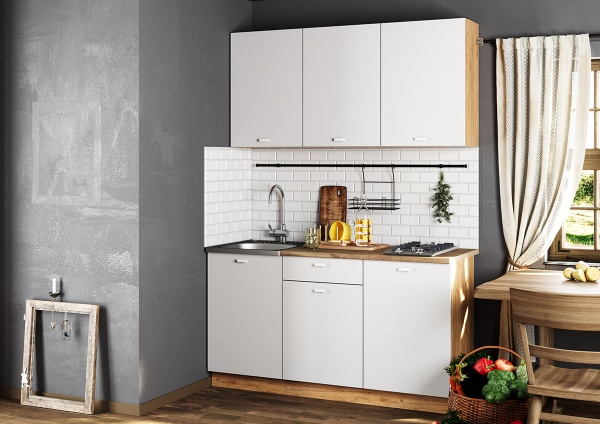 Кухня Дана 1,5 дуб крафт золотой/белый