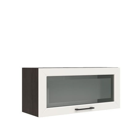 Шкаф верхний горизонтальный со стеклом ШВГС 800 Корпус: ЛДСП венге 16мм; фасад: фрезеровка Кельн, МДФ софт бланж 16мм